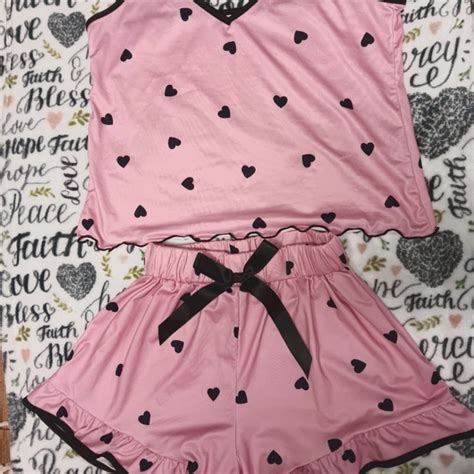 Intimates Sleepwear Heart Polkadot Sleep Set With Heart Lingerie Set Poshmark