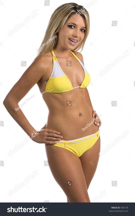 Sexy Woman Yellow White Bikini Bikini Stock Photo 903179 Shutterstock
