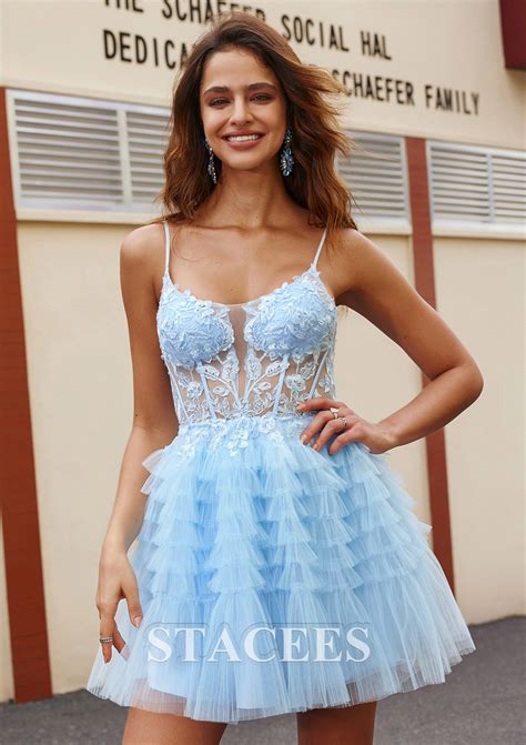 Princess Scoop Neck Short Mini Tulle Cocktail Dress With Appliqued