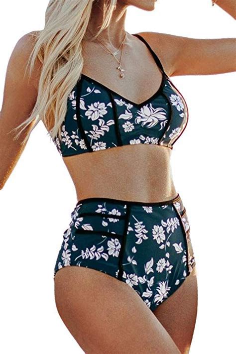 Amazon Cupshe Women S High Waisted Bikini V Neck Two Piece