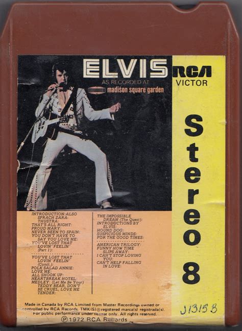 Elvis As Recorded At Madison Square Garden By Elvis Presley 1972 Lp