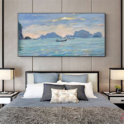 Abstract Landscape Oil Painting on Canvas, Large Blue Wall Art, Custom ...