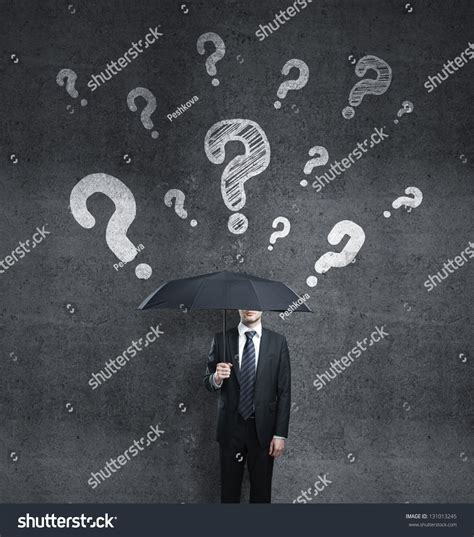 Стоковая фотография 131013245 Businessman Umbrella Question Mark Shutterstock