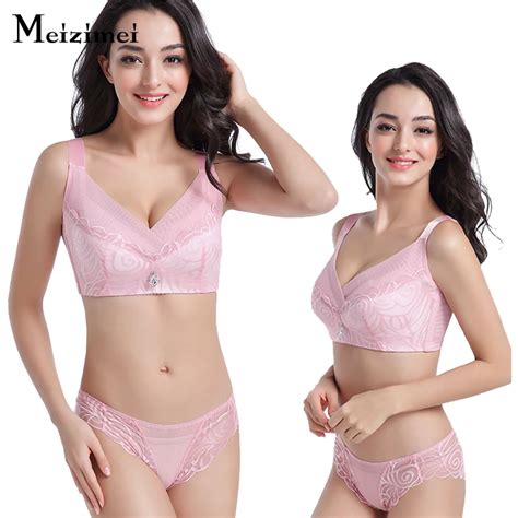 Meizimei Big Plus Size Minimizer Bras And Panty Set Wire Free Sexy Lingerie Underwear Panties