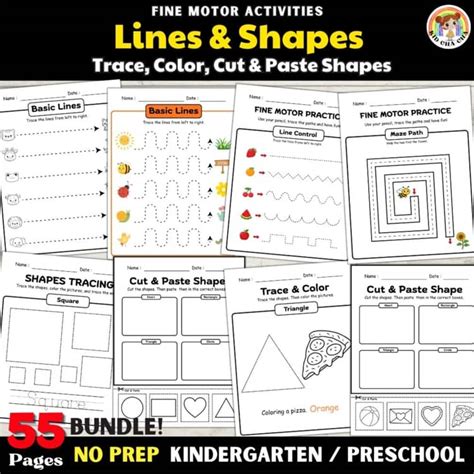 tracing lines shapes worksheets fine motor activities  prep