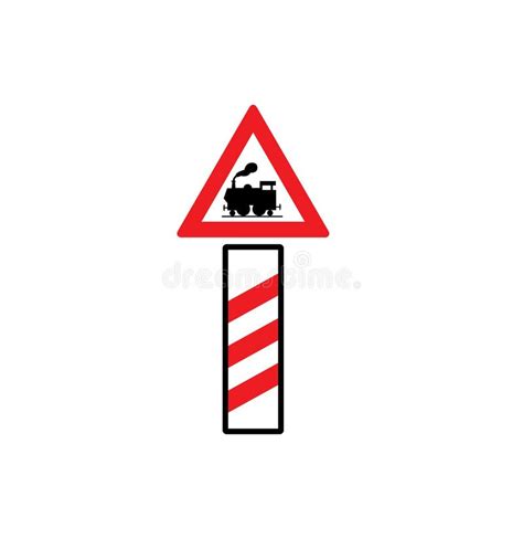 Level Crossing With Barrier Ahead Sign Vector Illustration Eps 10