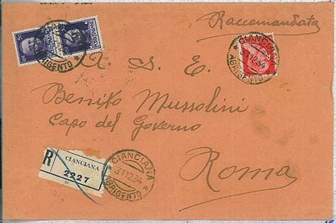 Regno Storia Postale Busta Raccomandata Indirizzata A Benito