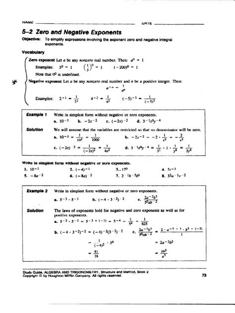 AT3 Zero And Negative Exponent Worksheet 5 2 PDF Worksheets Library