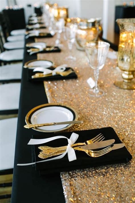 Glamorous Wedding Ideas Weddingmix Gold Table Runners Sequin