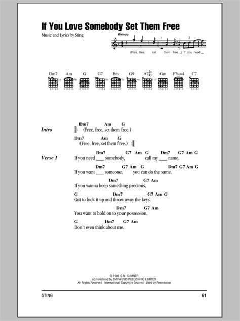 If You Love Somebody Set Them Free by Sting - Guitar Chords/Lyrics ...