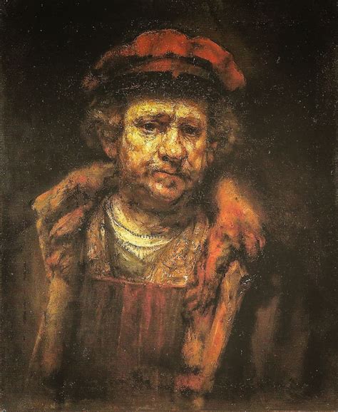 Rembrandt Van Rijn Self Portrait With Red Cap 1660 At Staatsgalerie