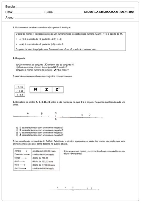 Atividades De Matemática 7º Ano Atividades Educativas Escola Educação