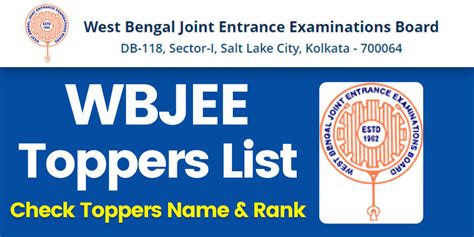 Wbjee Toppers List 2023 Check Toppers Names Marks Rank