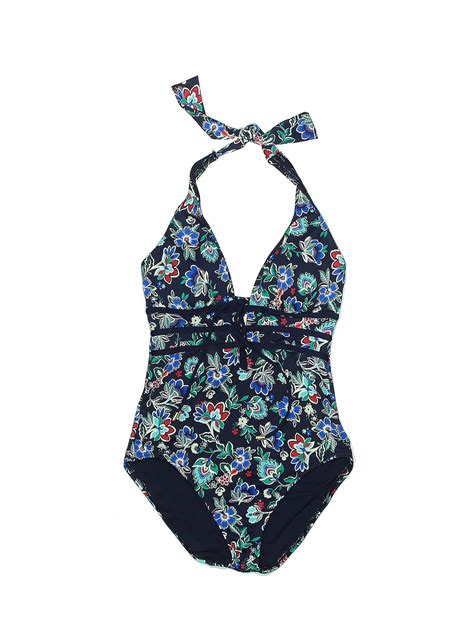 Tommy Bahama Floral Multi Color Blue One Piece Swimsuit Size