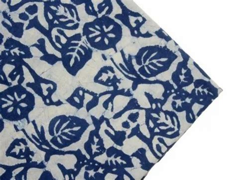 Printed Indigo Blue Cotton Fabric For Garments Gsm Block Print