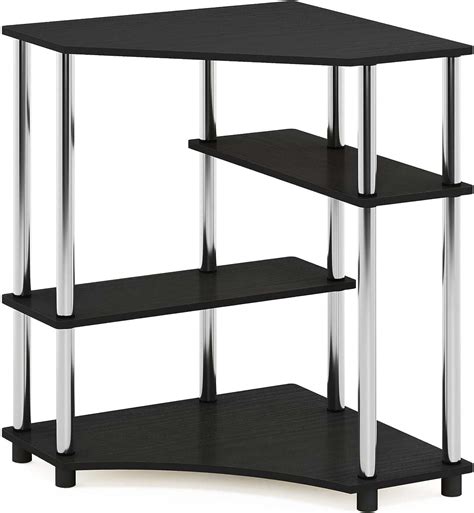 Amazon.com: Space Saving Corner Desk with Shelves - Modern Design in Americano and Stainless ...