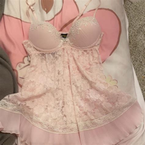 Baby Pink Lace Lingerie Dress Large Best Fits C Cups Depop