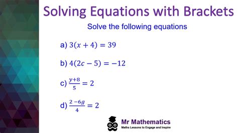 Solving Equations With Brackets Mr Mathematics Youtube