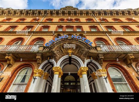 The Entrance To The Grand Hotel In Scarborough North Yorkshire