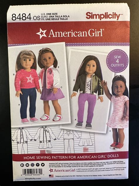 Simplicity Sewing Pattern 8484 American Girl Doll Clothes Uncut For