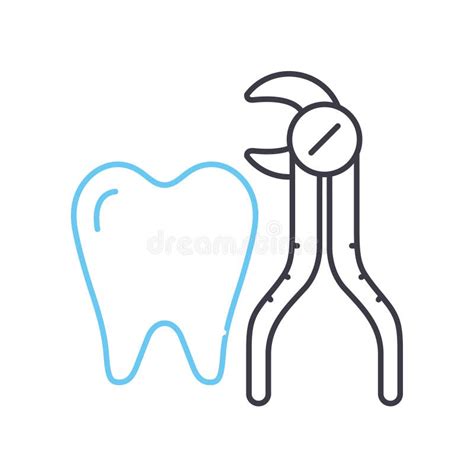 Tooth Extraction Line Icon Outline Symbol Vector Illustration