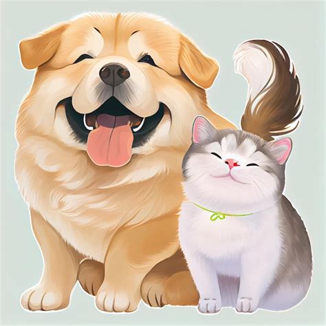 Premium Photo Happy Dog And Cat Friends Posing Together