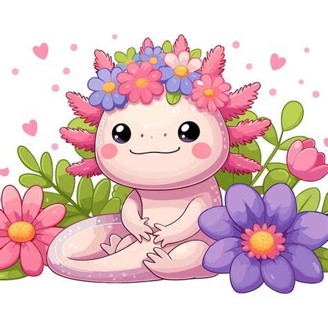 Premium Vector Cute Axolotl Vector Cartoon Illustration