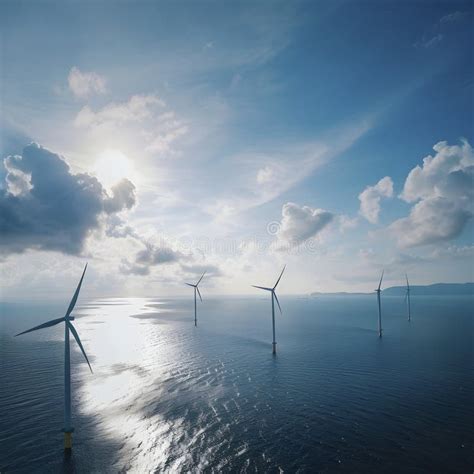 Serene Offshore Wind Farm At Sunrise Stock Image Image Of Turbines Sunrise 316929367