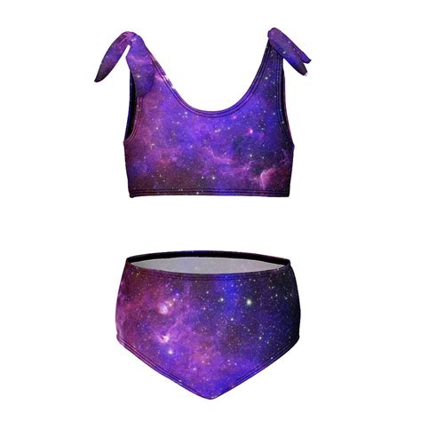 A Purple And Blue Nebula Girl S Piece Bikini Set Beach Sport Swimsuit Swimwear Y Cm