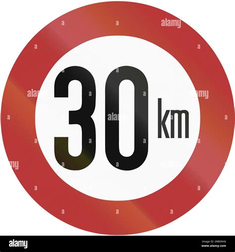 Old Design 1956 Of A German Speed Limit Sign For 30 Kilometers Per