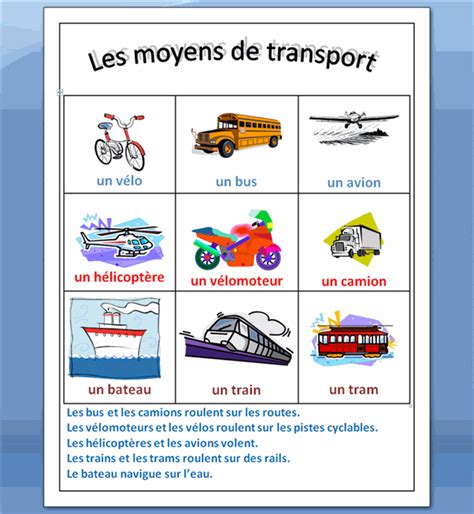 Les Lieux Et Les Moyens De Transports Fle