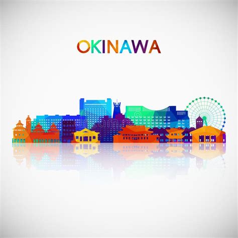 Okinawa Skyline Silhouette In Colorful Geometric Style Stock Vector