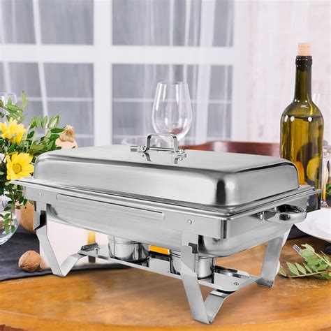 1 Pack Chafing Dish Buffet Set 9l8qt Foldable Rectangular Chafer Set