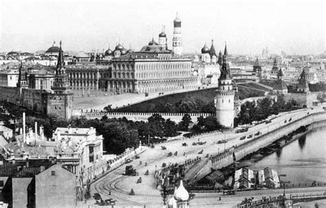 Обои кремль, чёрно-белая фотография, старая москва, дореволюционная ...