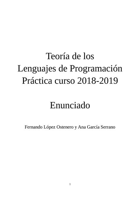 Practica Tlp Enunciado Practica Teor A De Los Lenguajes