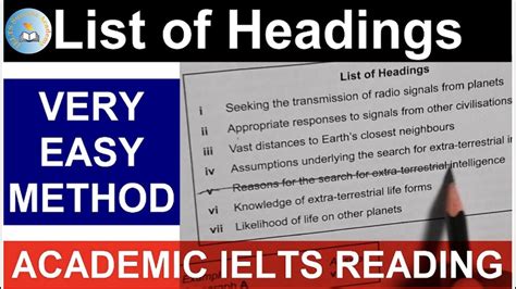 Ielts Reading List Of Headings Very Easy Method Tips Tricks