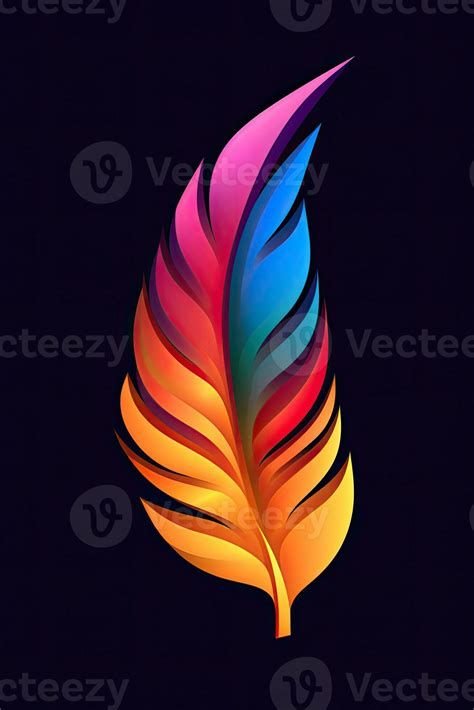 feather neon logo icon tattoo emblem clipart illustration element ...