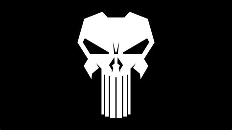 The Punisher logo Wallpaper 4K, Black background, AMOLED, 5K, 8K