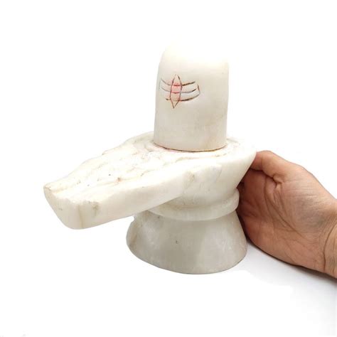 Shiva Siva Lingam Pure White Marble India Siva Shiva Lingam Idol Statu