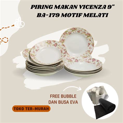 Jual Piring Makan Vicenza 9 Ba 179 Motif Melati Shopee Indonesia