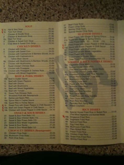 Menu At Wan Ying House Fast Food Stanwell