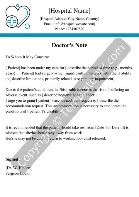 Doctors Note For Surgery Template Printable in PDF & Word