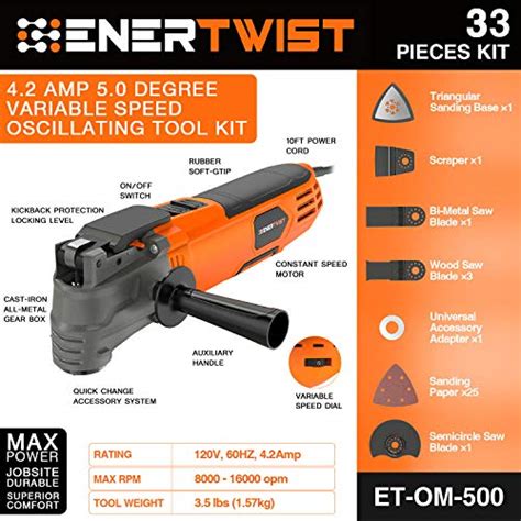 ENERTWIST Oscillating Tool 4 2 Oscillating Multitool Kit With 5