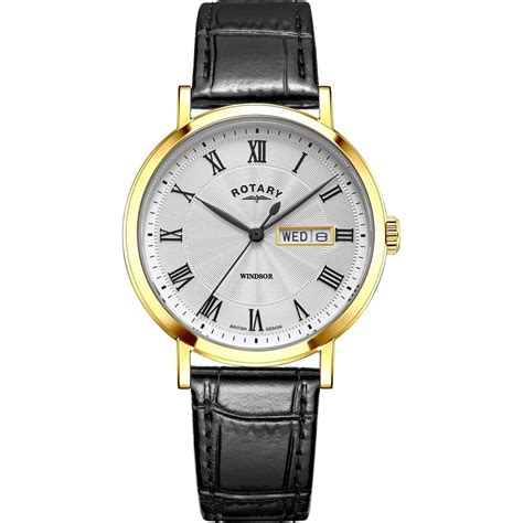 Rotary Mens Rotary Windsor Watch Gold White And Black Watchshop