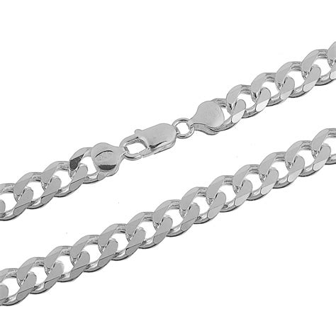 Kezef 24 Mens 10mm 925 Sterling Silver Cuban Curb Link Chain Necklace