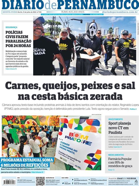 Erem Diário De Pernambuco - Capa Diario de Pernambuco Edição Quinta,11 de Julho de 2024