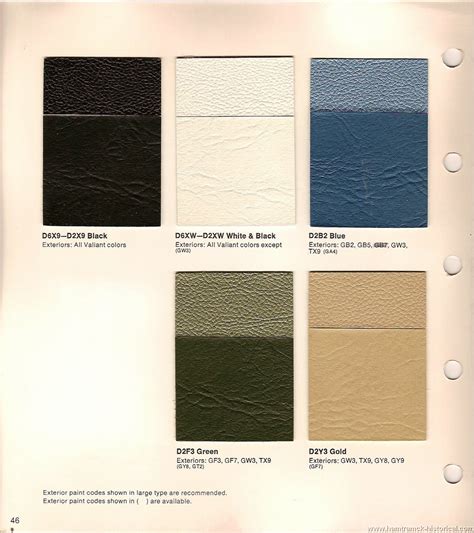 1971 Plymouth Duster Color Chart