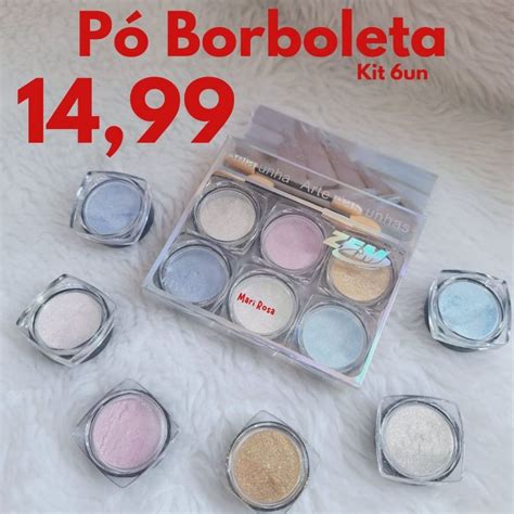 Pó Asa De Borboleta - Pó Borboleta Para Unha Nail Art Asa de Borboleta com 6 unidades ...