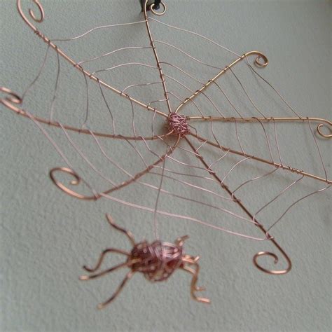 Copper Wire Spider Web With Spider Folksy Wire Wrapped Jewelry Wire Jewelry Jewelry Crafts