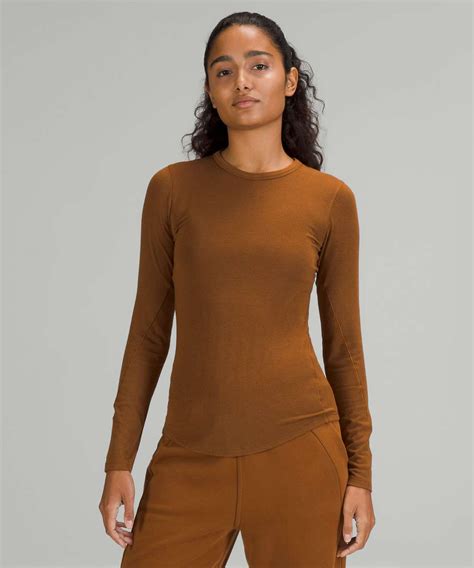 Lululemon Hold Tight Ribbed Long Sleeve Shirt Copper Brown Lulu